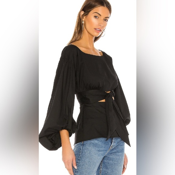 Lovers and Friends Duncan Top Waist Cut Out Balloon Sleeve Front Tie Size XXS - Picture 4 of 15